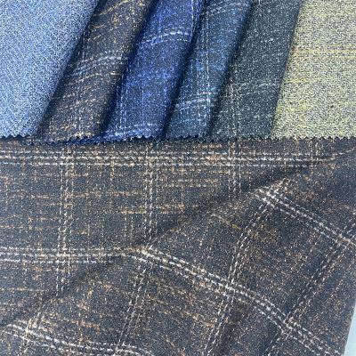 China Hot sale anti-static woven fabric 70 polyester 30 viscose screens colorful tweed fabric wool blend plaid tweed fabric for coats for sale