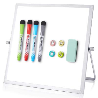 China Portable Reusable Magnetic Desktop Foldable Whiteboard Dual Sided Easel With Stand for sale