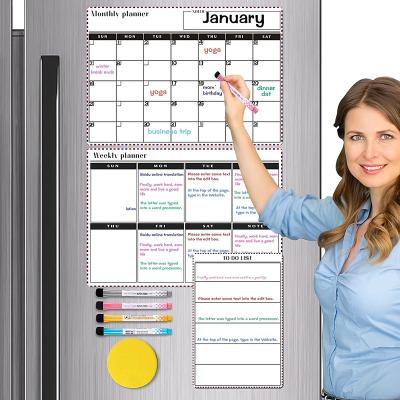 China Form Custom Dry Magnetic Soft Magnetic Whiteboard Sticker Calendar Fridge Monthly Weekly Planner Board for sale