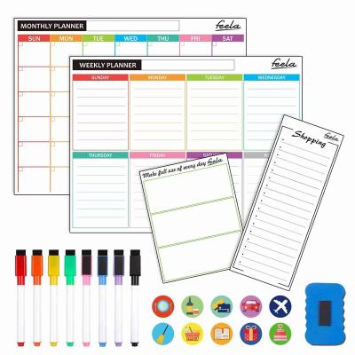 China Form 4 Pack Magnetic Calendar Fridge Whiteboard Erase Calendar Kit With DIY Magnetic Dry Notes for sale