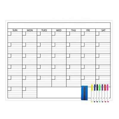 China Wall Dry Non-Magnetic Monthly Sticker Board Calendar Nanotechnology Erase Whiteboard Whiteboard Standard Paper Tube for sale