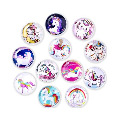 China Wholesale Round Eco-Friendly Crystal Unicorn Glass Fridge Magnet for Refrigerator for Kitchen and Office for sale