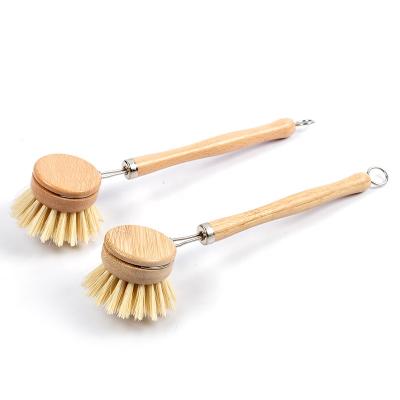 China Eco Sustainable Natural Sisal Plant Brush Dish Washing Brush Wood Dish Cleaning Brush for sale