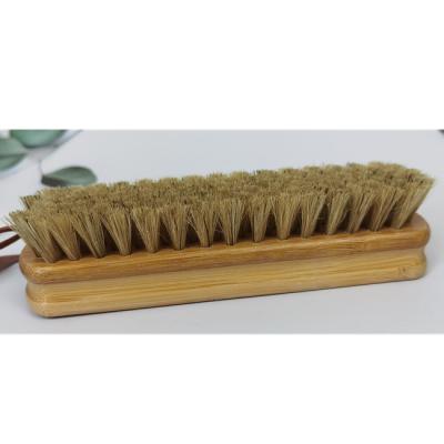 China Durable Manufacture Water Varnished Boar Hair Bamboo Flat Shoe Brush For Cleaning Leather for sale