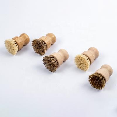 China Sustainable Handmade Style Household Natural Fiber Classic Bristle Scrub Brush Pan and Pot Brush for sale