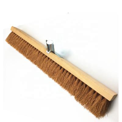 China Long Sustainable Coconut Fiber Broom Coir Wooden Cleaning Push Broom for sale