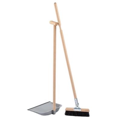 China Sustainable Natural Wooden Dustpan with Long Handle Broom Combo Set, Broom and Dustpan Set for sale