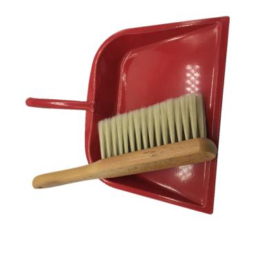 China Workable Factory Beech Wood Brush with Metal Dustpan and Play Brushes Broom and Dustpan Sets for sale