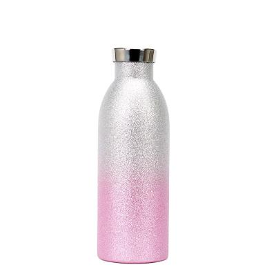 China High value 500ML bpa free business gift office viable custom sublimation straight glitter bling bottle for sale