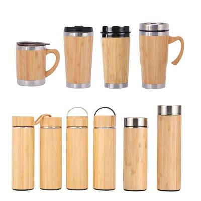 China Vial Viable High Quality Water Bottle Inner Stainless Steel Outside Tea Coffee Travel Vacuum Cup Natural Bamboo Mug for sale