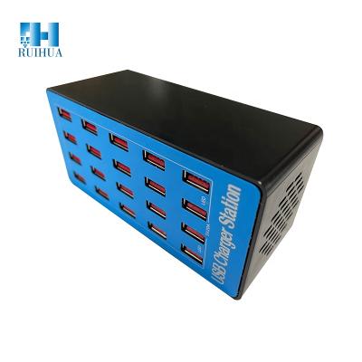 China Unique New Ruihua Mobile Phone Charger Customer Design USB Charging Station 100W 20ports Portable Phone Charging for sale