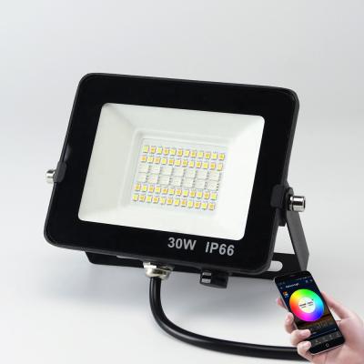 China Waterproof App BT Wifi Control Smart Flood Light 30w 35W CCT RGB Adjustable Floodlight for sale