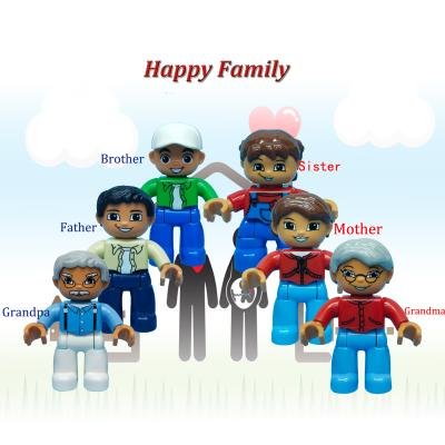 China Educational Building Blocks Toy Happy Family Role Play DIY Building Brick Toys Action Number For Kids Plastic Juguetes for sale