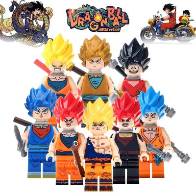 China Toy Dragon Ball Orange Dress Yellow Hair Son Goku Building Block Mini Figures Toys For Children for sale