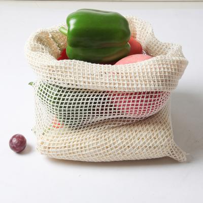 China Custom Eco Friendly Reusable Sustainable Sustainable Fruit Mesh Cotton Shopping Drawstring Grocery Food Bags for sale