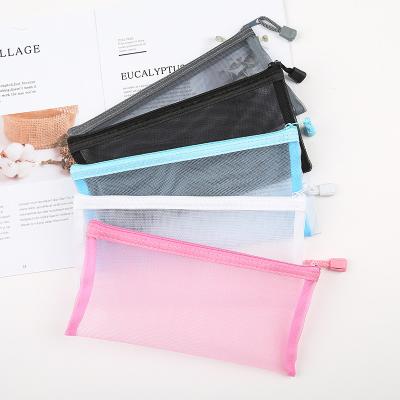 China NATIONAL Wholesale Zipper Makeup Bag Nylon Mesh Cosmetic Bag Transparent For Travel for sale