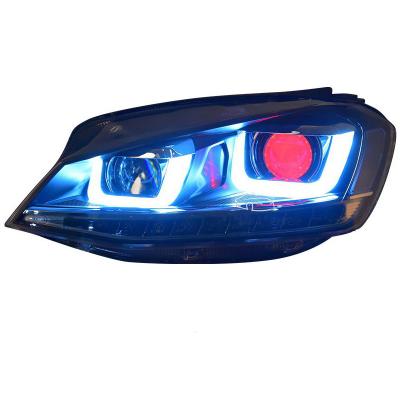 China High Six Lens Assembly Modified LED Headlight Golf 6 VI Dual U Daytime Running Light Golf 6gt 7 Rise Devil's Eye for sale