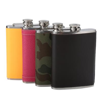 China JH027 8OZ Viable Camouflage Cloth Wrapped 304 Stainless Steel Wine Drinking Hip Flask for sale