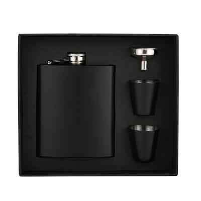 China JH012 modern promotional matte black hip flask set with strong gift box, portable hip flask for sale