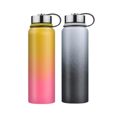 China BIG CAPACITY T200 new design powder coating disposable vacuum insulated water bottle with carabiner lid for sale