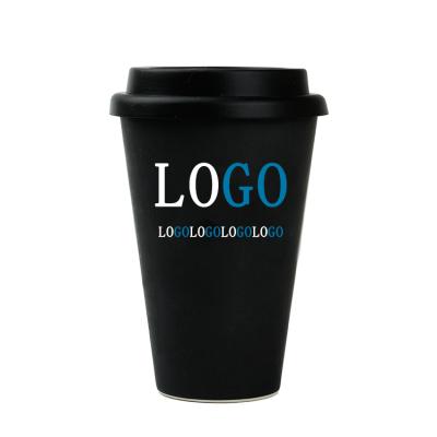 China Promotional Eco Safe Patterns Fiber Coffee Drinking Bamboo Coffee Mug With Lid Customized Logo for sale