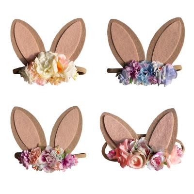 China New big fabric rabbit ears headband for kids super soft seamless nylon headband for girls birthdaybeautiful hair band for girls for sale