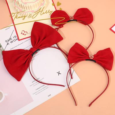 China Fashion Tracy and Herry 2022 New Lucky Red Big Bow Knot Hairpin Headband New Year Hair Accessories for Princess Girls Wholesale for sale