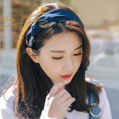 China Ladies Hair Decoration New Tracy&Herry Design Cross Tied Headband Simple Floppy Brimmed Headbands Flower Headband for sale