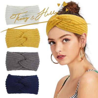 China Tracy and Herry fashion ins hot knitting hair accessories simply color cross headband for sport and soft yoga hair band wholesale for sale