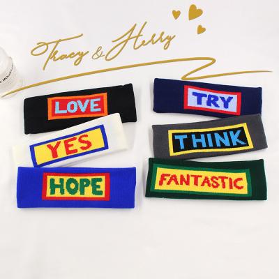 China Tracy and Herry Style Street Color Alphabet Hot Decoration Ins Style Contrast Headband Fashion Hair Knitting Accessories for Street Running and Dancing for sale