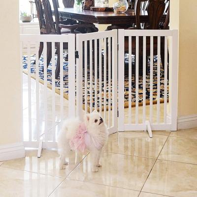 China Sustainable White Freestanding Wooden Pet Door With Walk Through Door , High Quality Retractable Dog Door for sale