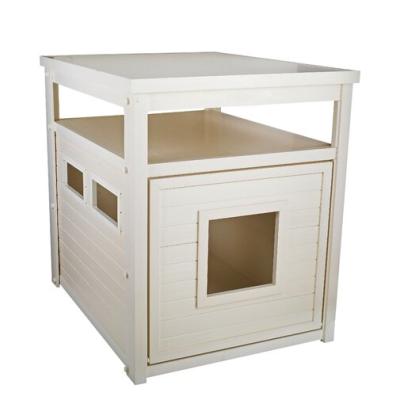 China Viable high quality wooden trash can, wooden white cat garbage fence, wooden pet house for sale