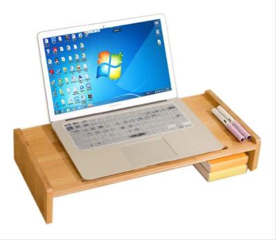 China Adjustable (Height) Bamboo Monitor Stand Desktop Riser Countertop Wooden Monitor Riser for sale