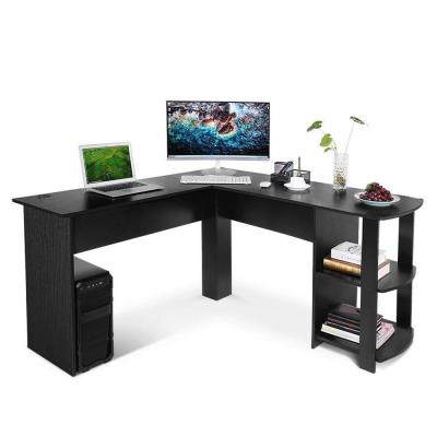 China PC Office Desk Computer L-shaped Desk, Large Corner Physical Channels Table with 2 Shelves for Home for sale