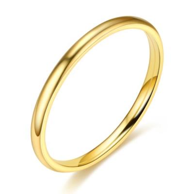 China TRENDY Simple Ring 18K Gold IP Plated Stainless Steel 2mm 4mm Ring For Ladies Girls for sale