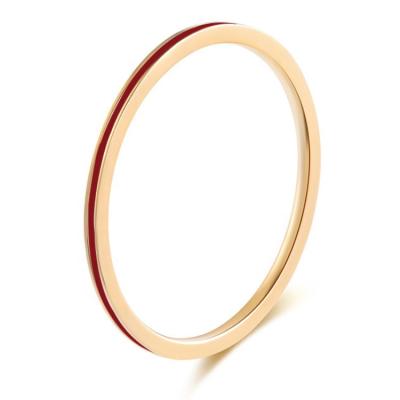 China 1mm trendy wholesale FASHIONABLE Lucky Red Enamel Stainless Steel Ring For Girls Women stackable for sale