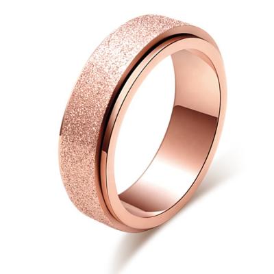 China FASHIONABLE Men and Wedding Bands Rose Gold Plated Ring Frosted Ring Engagement Band Comfort Fit Rotatable Women's for sale