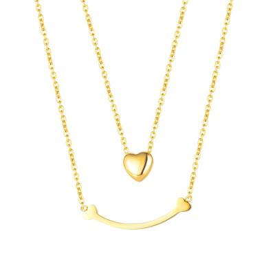 China FASHIONABLE Color Short Chain Shiny Smile Gold Heart Choker Women Necklace Ladies Stainless Steel Pendant Necklace for sale