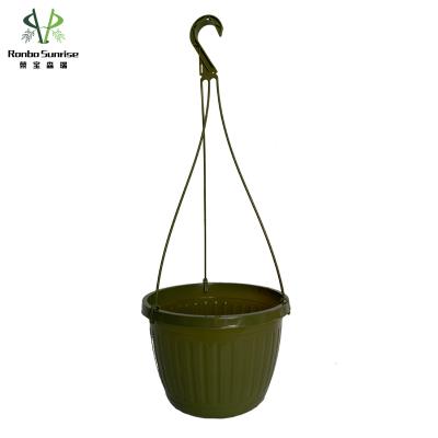 China Colorful Round Sunrise Light Garden Ronbo Hanger Plastic Flower Pots Hanging Basket for sale