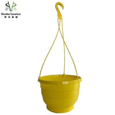 China Hot Sale Plastic Green Outdoor Garden Sunrise Ronbo Basket Colorful Round Hanging Flower Pots Plastic for sale