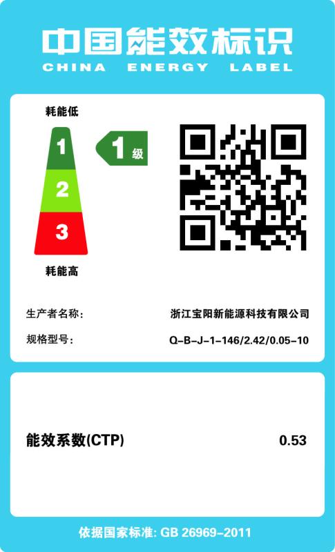 CHINA ENERGY LABEL - Zhejiang Babysun New Energy Technology Co., Ltd.