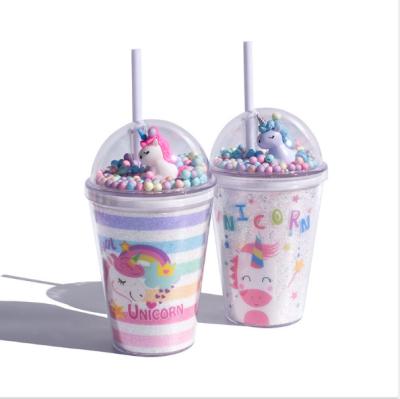 China Viable the cute cup of light fine quality and portable cup with Straw Plastic Cup With Straw for sale