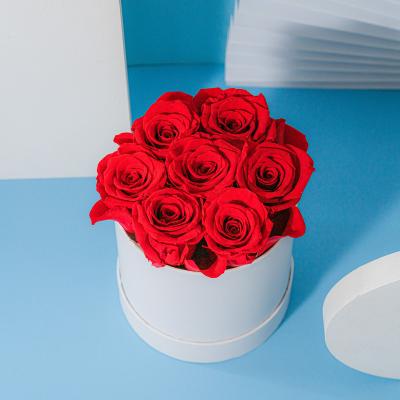 China Factory Customized Preserved Durable Flower Head Wedding Decoration Rose Red Valentine Gift Box Eternal Decoration Rose Bud for sale