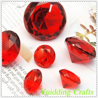 China Wedding& Acrylic Luxury Red Wedding Confetti Diamond For Party Decoration Table Scatters for sale