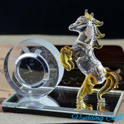 China Europe Chinese Style Horse Crystal Clock For Wedding Home Decoration for sale