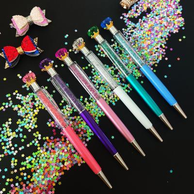 China Office & School Pen Wholesale Multi Color Diamond Filled Crystal Pen With Crown for sale