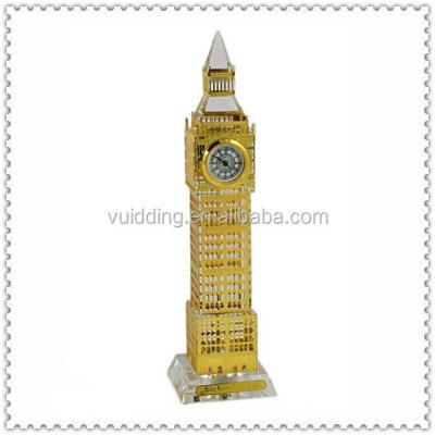 China Europe Gold Crystal Big Ben Clock Model For London Souvenir Gifts for sale