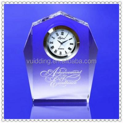 China Europe Waterford Engraved Modern Crystal Clock For Table Decoration for sale