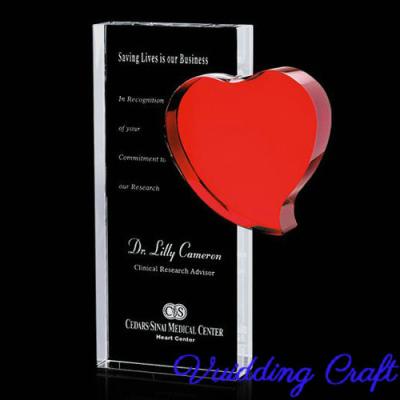 China Europe Red Romantic Heart Design Wedding Crystal Business Awards for sale