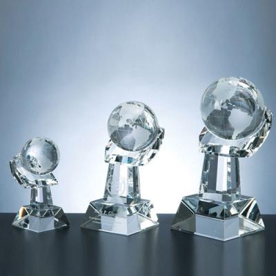 China Europe Scrub Crystal Earth Globe Trophy Award For VIP Customer Gift for sale